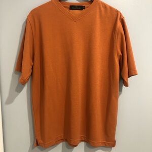 Bugatchi Uomo Orange V Neck Short Sleeve Shirt Men’s Size Medium